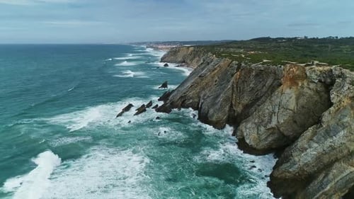 Atlantic Coast with Rock Cliffs and Waves