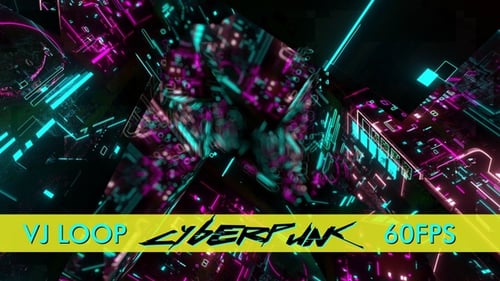 Cyberpunk Neon Dark Tunnel Vj Loop