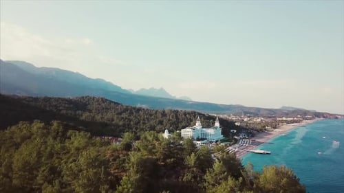 Aerial view of a luxury resort located by the sea