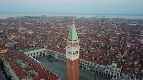 Venice Aerial View at Sunrise in Italy