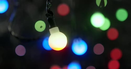 The Lights of the Christmas Garland Sparkle Brightly.