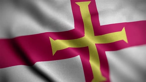Realistic Waving Guernsey Flag National Symbol Animation