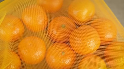 Naranjas en una bolsa de productos ecológicos