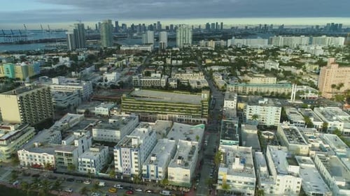 Miami Beach and Miami Downtown. Aerial View