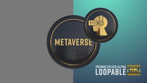 Badge en verre Metaverse et Vr en boucle avec canal Alpha