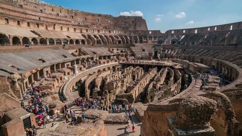 Time Lapse of Tourist in Rome Colosseum in Italy
