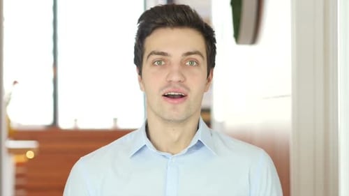 Surprised Young Man Close Up Portrait