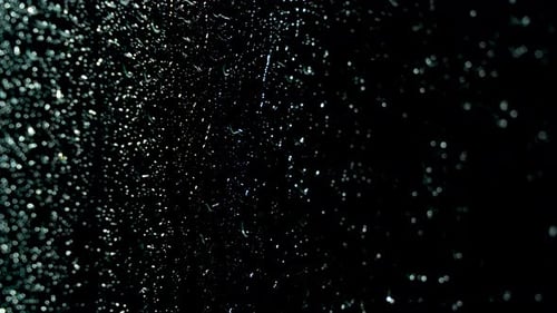 Water droplets run down the glass