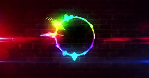 Audiospektrum, Musik, Neonschild, Neon auf Backsteinmauer