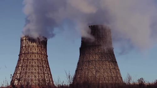 Power Station Against the Blue Sky Time Lapse