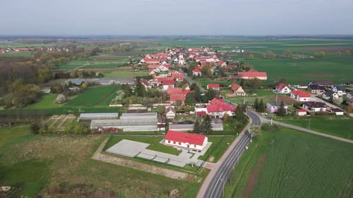 Aerial View of Small Non Urban Village in Europe