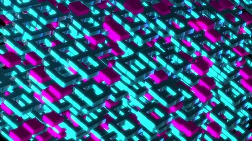 Futuristic Neon Geometric Abstract Cubes Animation