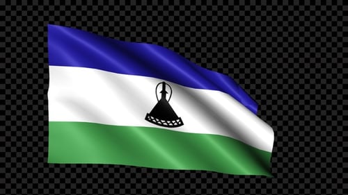 Lesotho National Flag Waving Animation