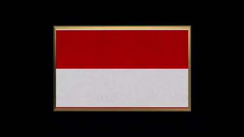 Rotating Indonesian Flag in Golden Frame 3D Animation