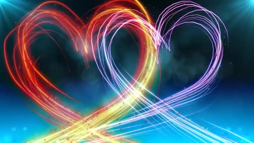 Romantic Glowing Light Trails Forming Intertwined Hearts