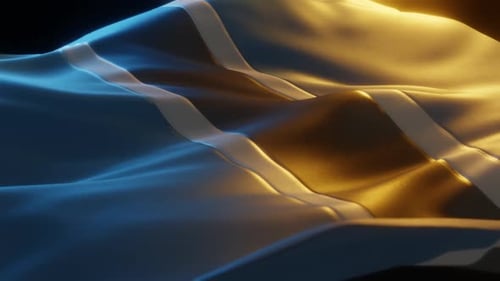 Abstract Waving Fabric Animation with Dynamic Blue and Gold Lighting