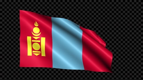 Waving Flag of Mongolia Animation with Alpha Channel