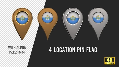 Rotating 3D Metallic Location Pin Flags Pack