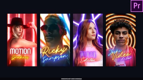 Vibrant Neon Animated Text Stories for Social Media