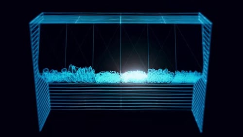 Market Shelf Vegetables Hologram Rotating 4K