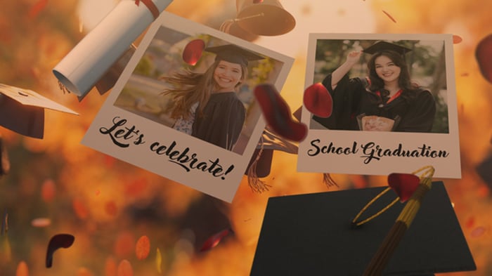 Elegant Graduation Slideshow with Falling Photo Frames, Video Displays ...