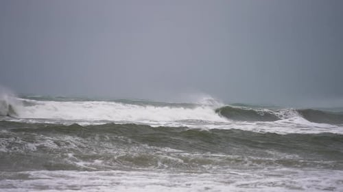 Epic Seascape Big Waves Are Crashing to the Coast at Storm