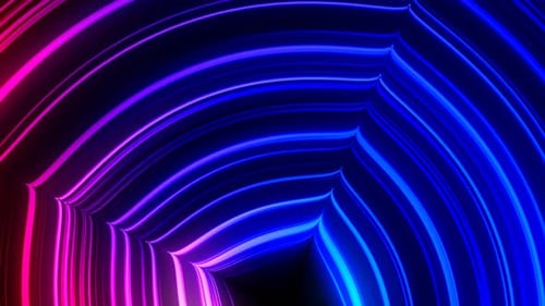 Seamless Loop of Abstract Neon Glowing Lines Tunnel