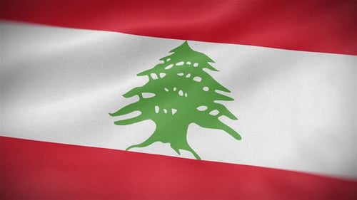 Lebanese Flag Waving with Realistic Fabric Texture