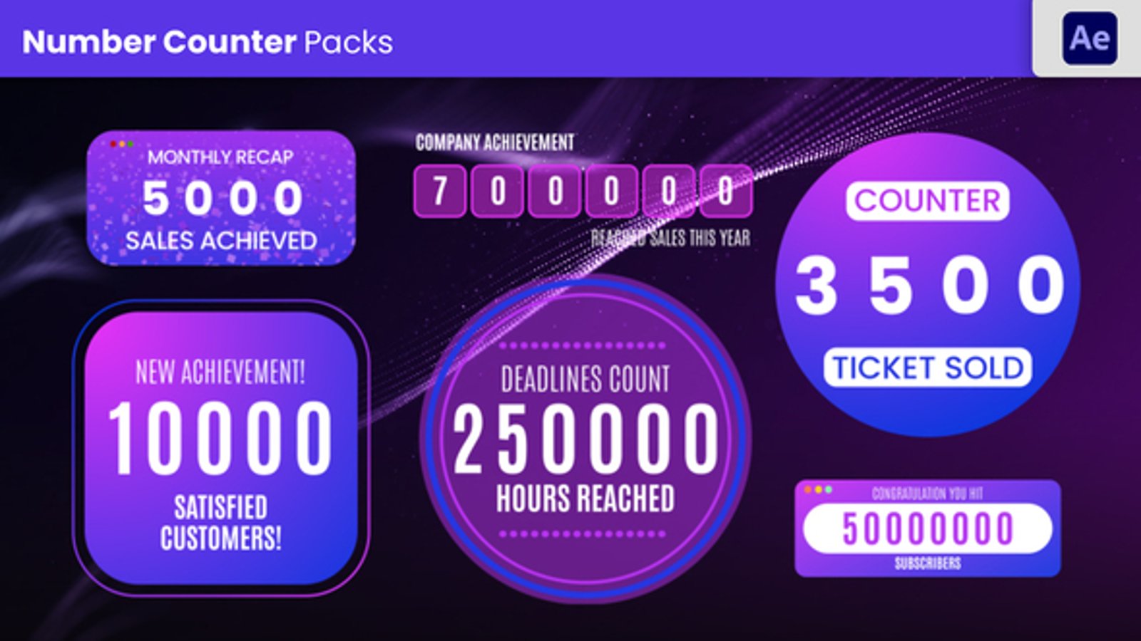 Animated Number Counter Display for Business Achievements, Elements ft ...