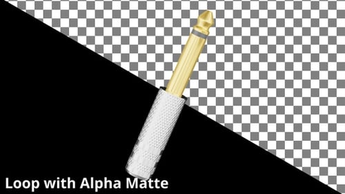 3D Metallic Audio Jack Plug Rotating with Alpha Channel