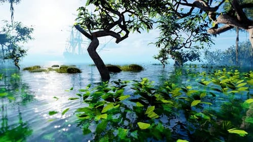 Tropical Island And Ship