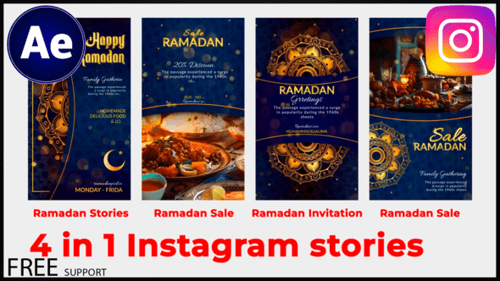 Ramadan Instagram Stories with Golden Islamic Patterns and Elegant Text