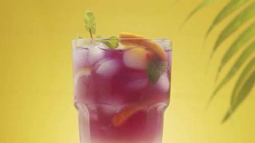 Iced Purple Drink with Lemon and Mint