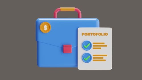 3D Animation of Portofolio Paper with Briefcase Building a Strong Investment Mix