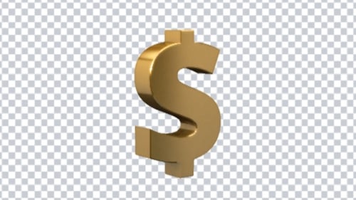 Golden 3D Dollar Sign Rotating Seamless Loop
