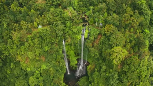 Sekumpul Waterfall in Bali Island, Indonesia, Aerial View