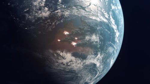 Australia Covered in Large Forest Fires and Dark Smoke due to Climate Change - Close