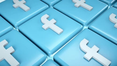 Glossy 3D Social Media Icons with Panning Camera Movement