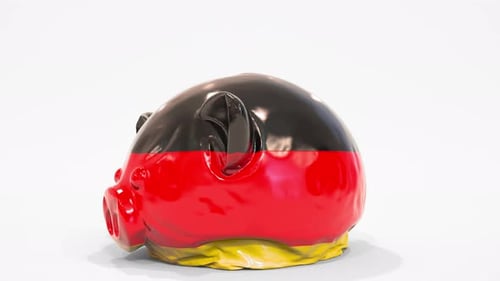 German Flag Piggy Bank Deflates Financial Crisis Animation