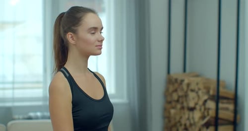 Sport and Fit Woman Does Exercises with Dumbbells - Healthy Way of Life. Active Female Athlete