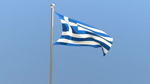 Realistic Greece National Flag Waving in Wind