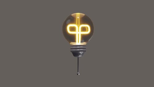 Animated 3D Light Bulb with Pull Chain Turning On and Off