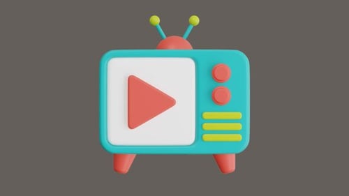 3D Animated Retro TV Play Button Reveal