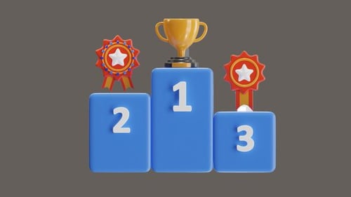 3D Animation of Winner Podium Celebrating Success at the Pinnacle