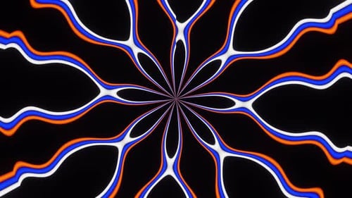 Branco Azul Vermelho Linhas Curvas Rotação Infinita 02