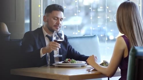 Couple Enjoying Lunch in an Urban Restaurant