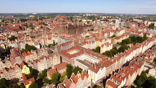 Aerial view of the old town of Gdansk, Poland