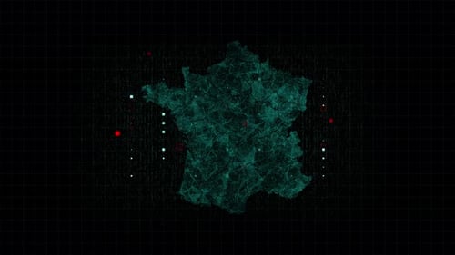 Futuristic Digital Map of France with Data Network Animation