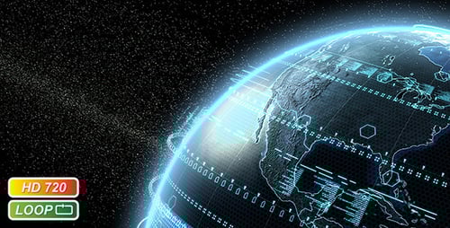 Futuristic Digital Earth Global Network Animation with Data Streams