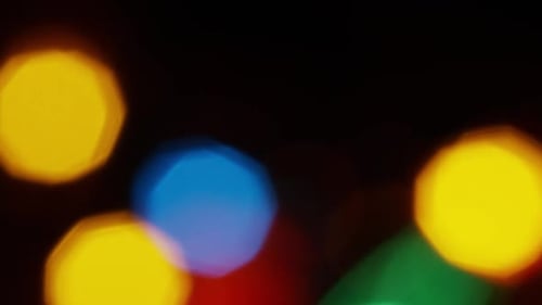 Abstract Bokeh of Colorful Lights on Black